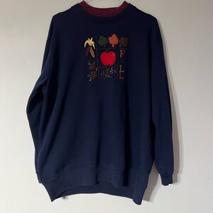 Vintage Bobbie Brooks Navy Fall Themed Sweatshirt. Size Large.